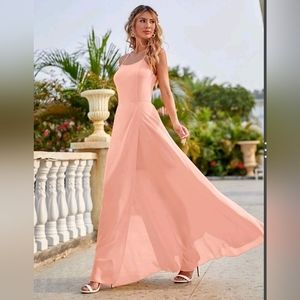 Shein Solid Criss Cross Back Wrap Hem Dress Size M